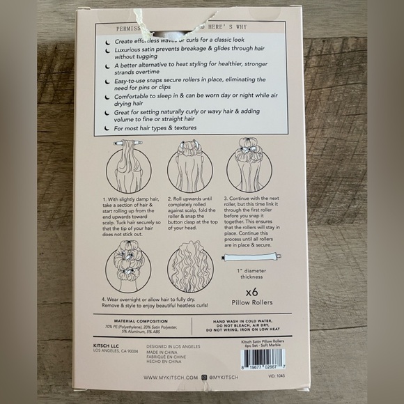 Kit•sch Heatless Curling Rollers 6pk + 3 claw clips - Picture 2 of 5